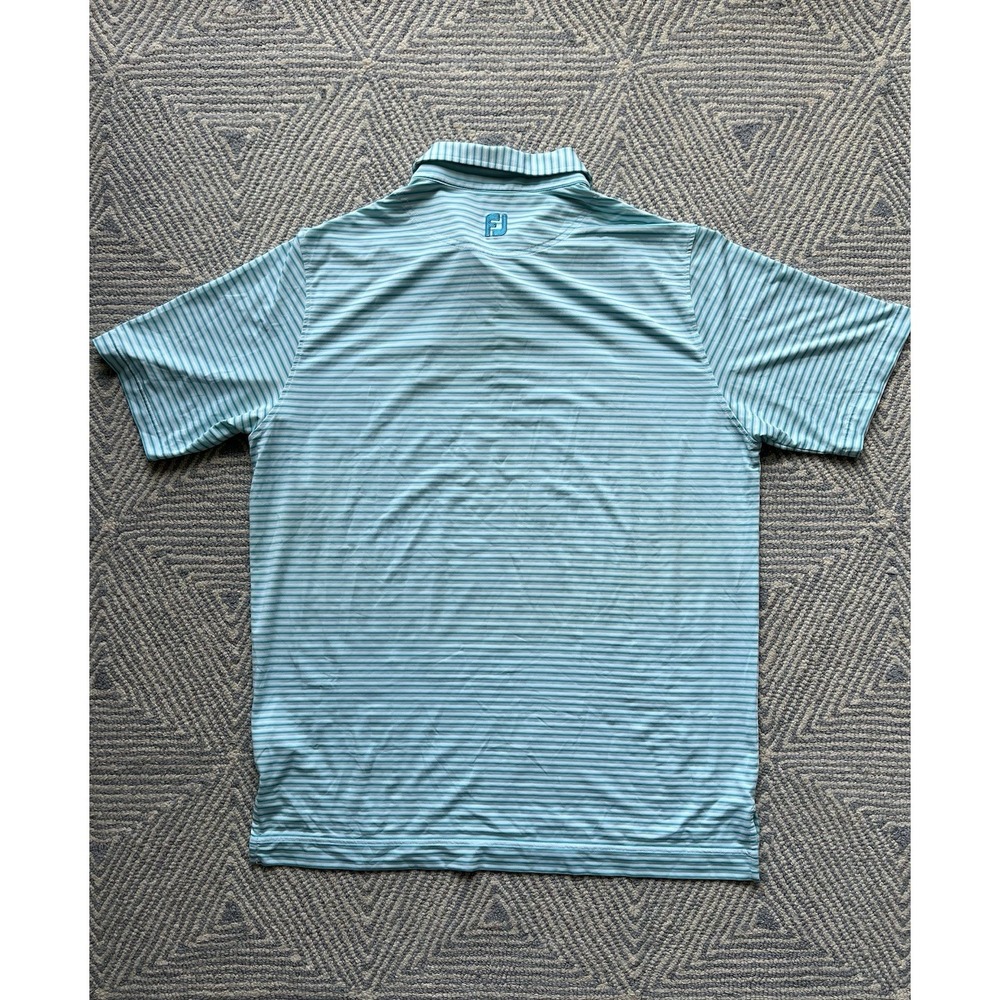 FootJoy 1920 Indian Head Golf Polo Shirt - Green/White Stripe - XL - Picture 4 of 5
